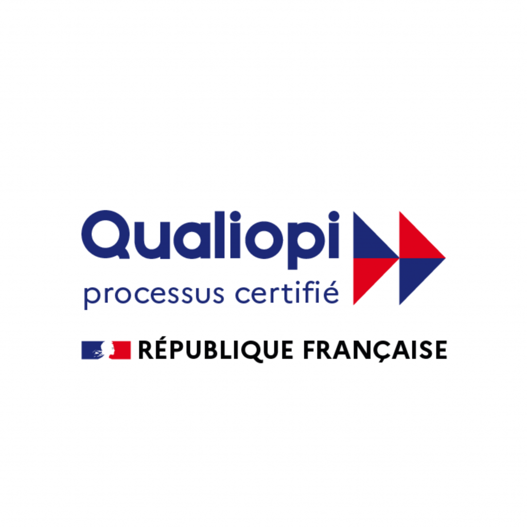 Logo Qualiopi avec texte "processus certifié" et "République Française".